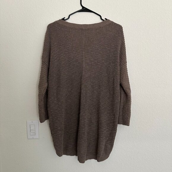 EXPRESS Tan hi-low sweater with lace up sides - Picture 3 of 4